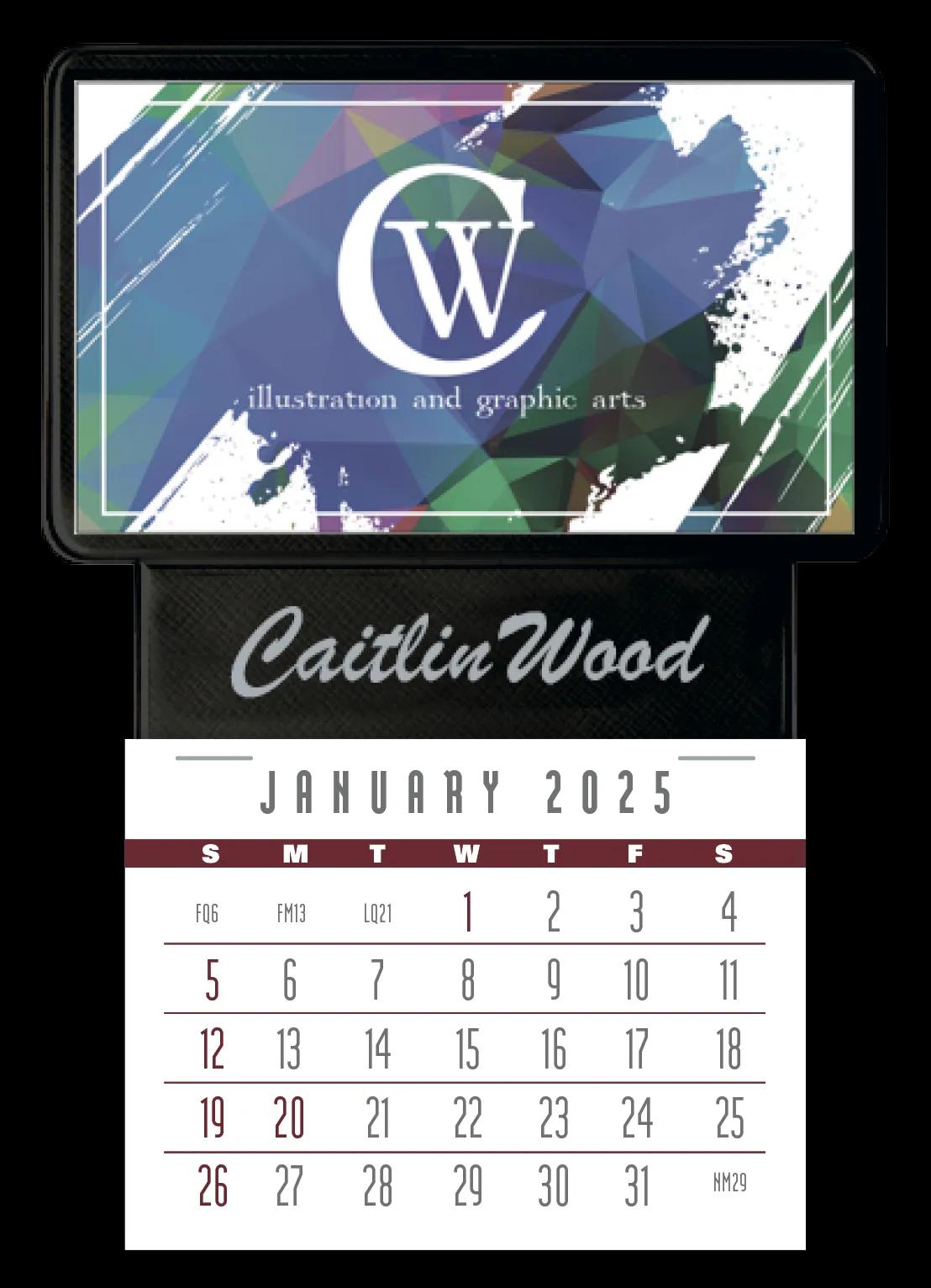 Press-N-Stick Business Card Holder With Imprint And Calendar Pad 2 of 2