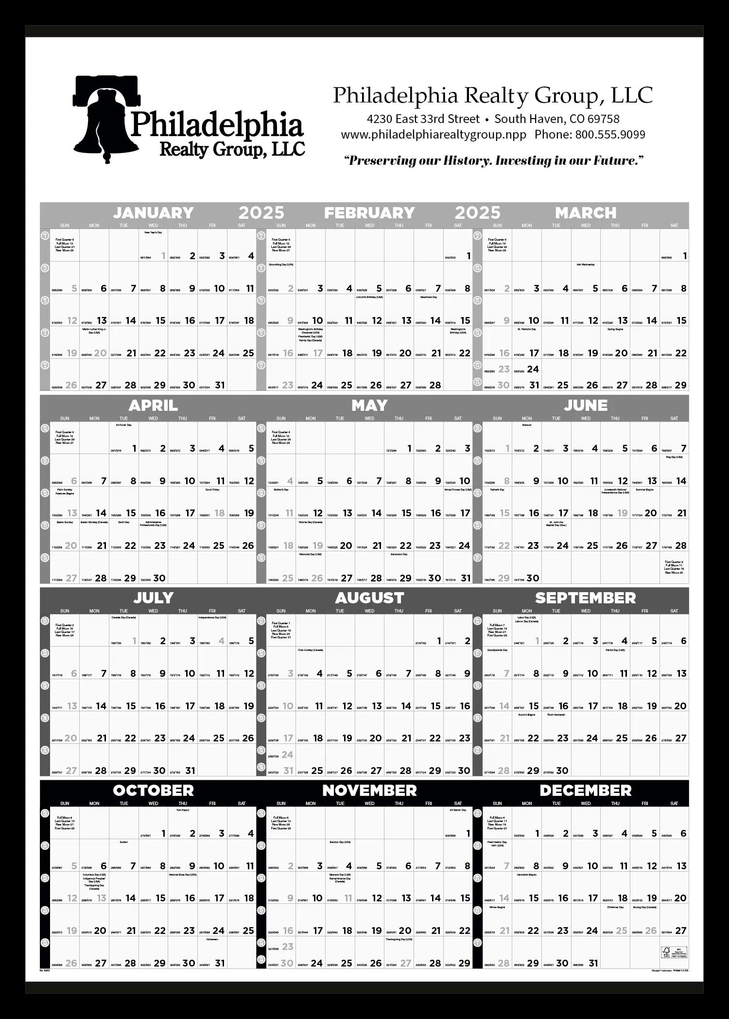 Black & White Time Management Span-A-Year Non-Laminated 1 of 4