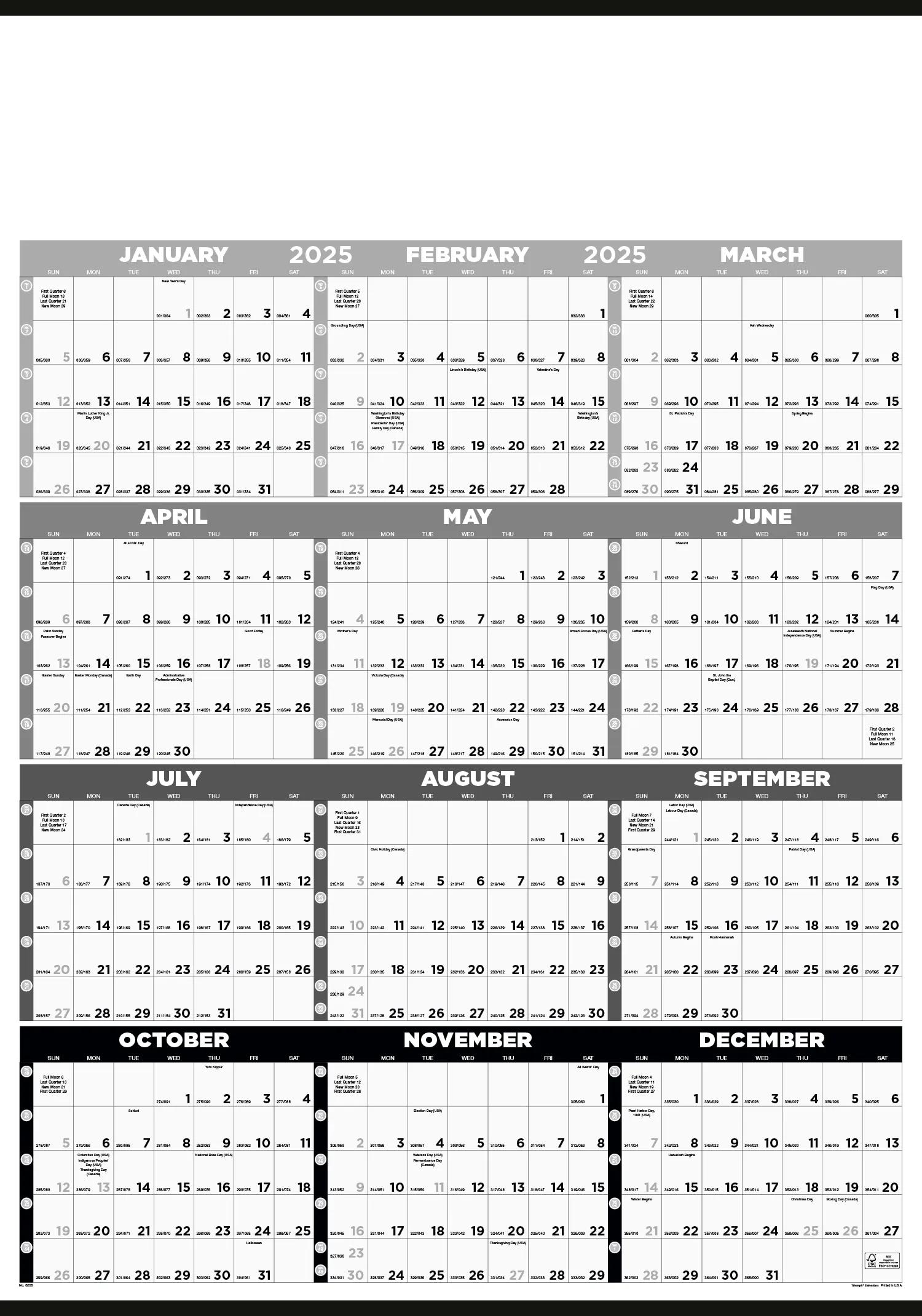 Black & White Time Management Span-A-Year Non-Laminated 2 of 4