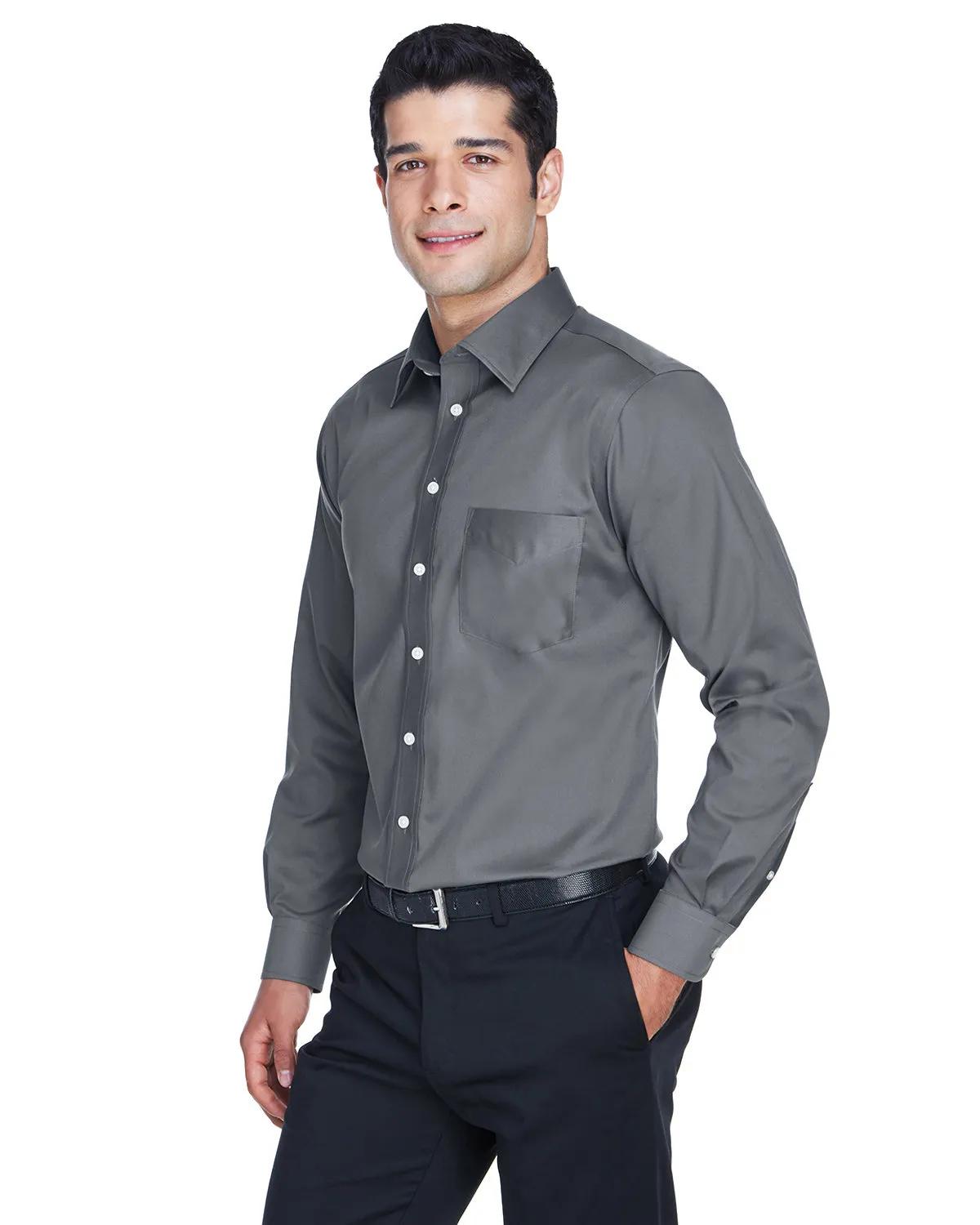Men's Crown Collection® Tall Solid Stretch Twill Woven Shirt 6 of 27