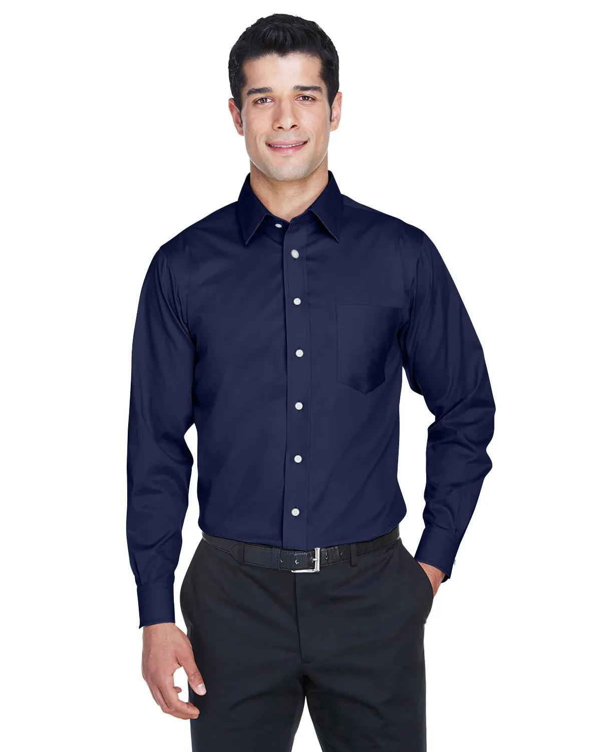 Men's Crown Collection® Tall Solid Stretch Twill Woven Shirt 2 of 27