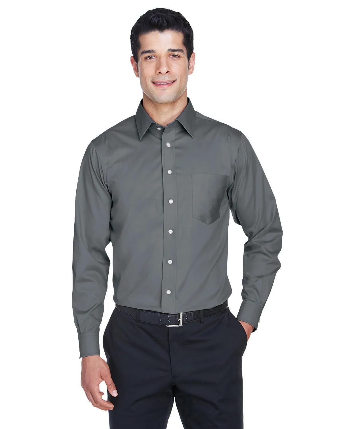 Men's Crown Collection® Tall Solid Stretch Twill Woven Shirt 1 of 27