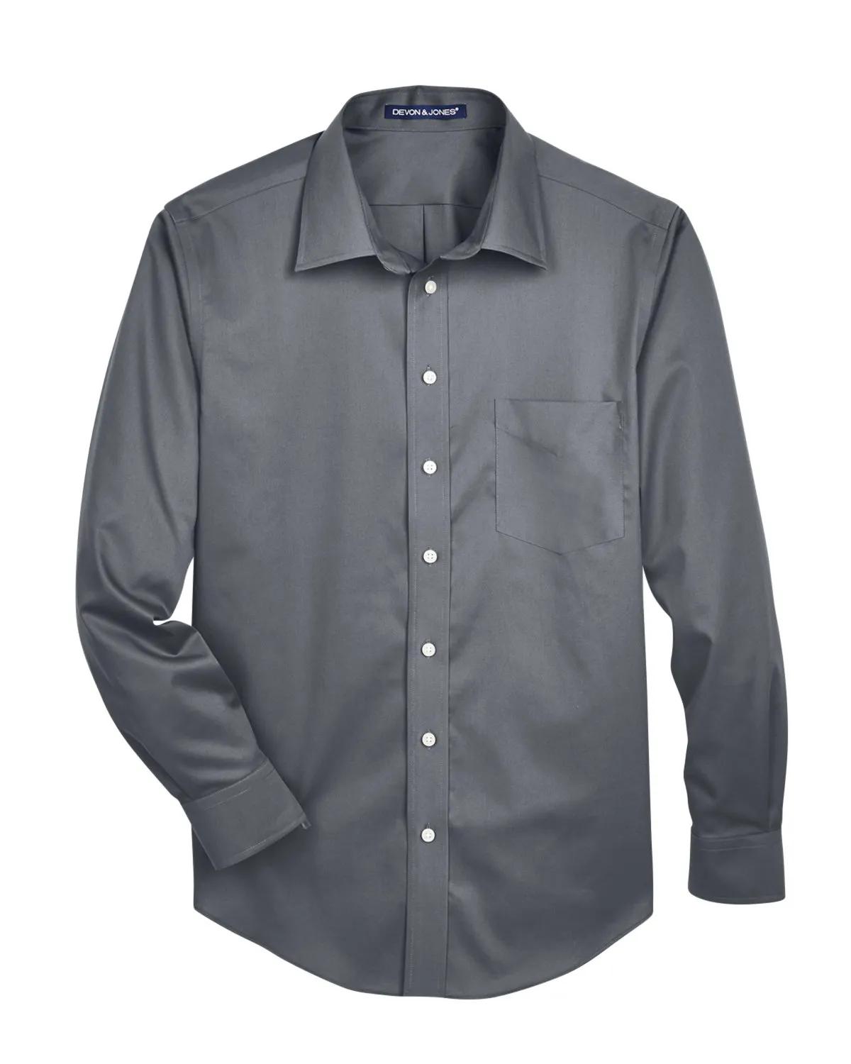 Men's Crown Collection® Tall Solid Stretch Twill Woven Shirt 24 of 27