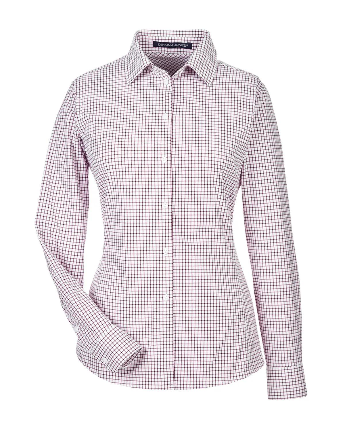CrownLux Performance® Ladies' Micro Windowpane Woven Shirt 3 of 11