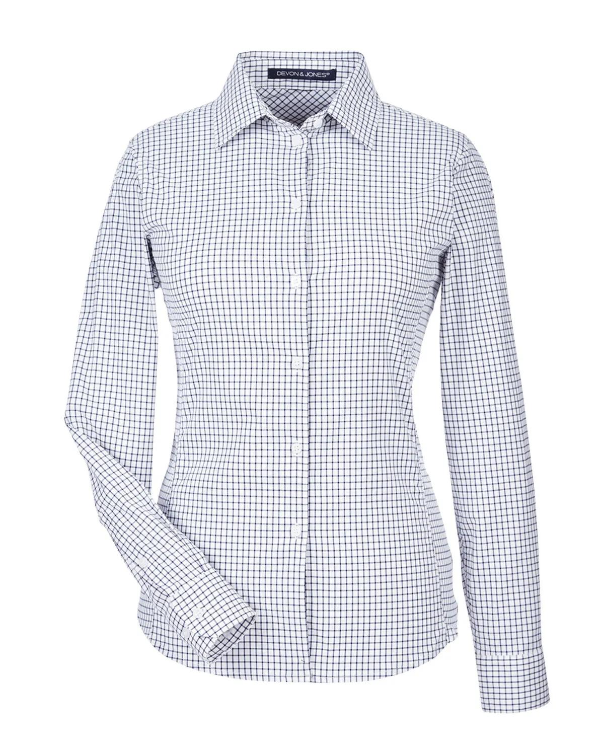 CrownLux Performance® Ladies' Micro Windowpane Woven Shirt 9 of 11