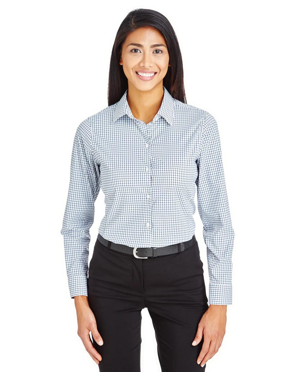 CrownLux Performance® Ladies' Micro Windowpane Woven Shirt 1 of 11