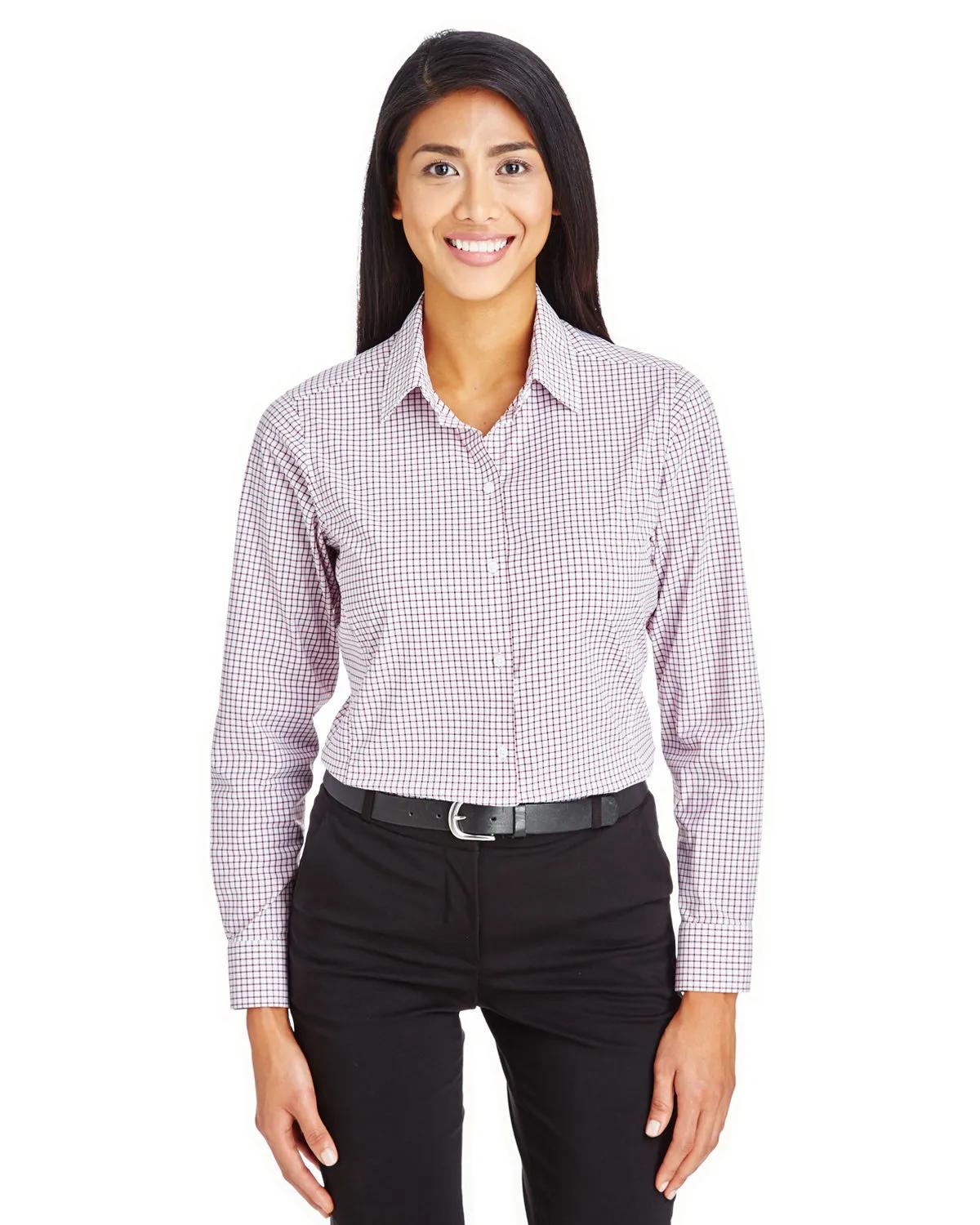 CrownLux Performance® Ladies' Micro Windowpane Woven Shirt