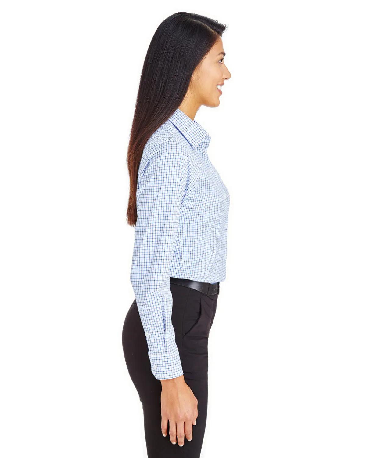CrownLux Performance® Ladies' Micro Windowpane Woven Shirt 5 of 11
