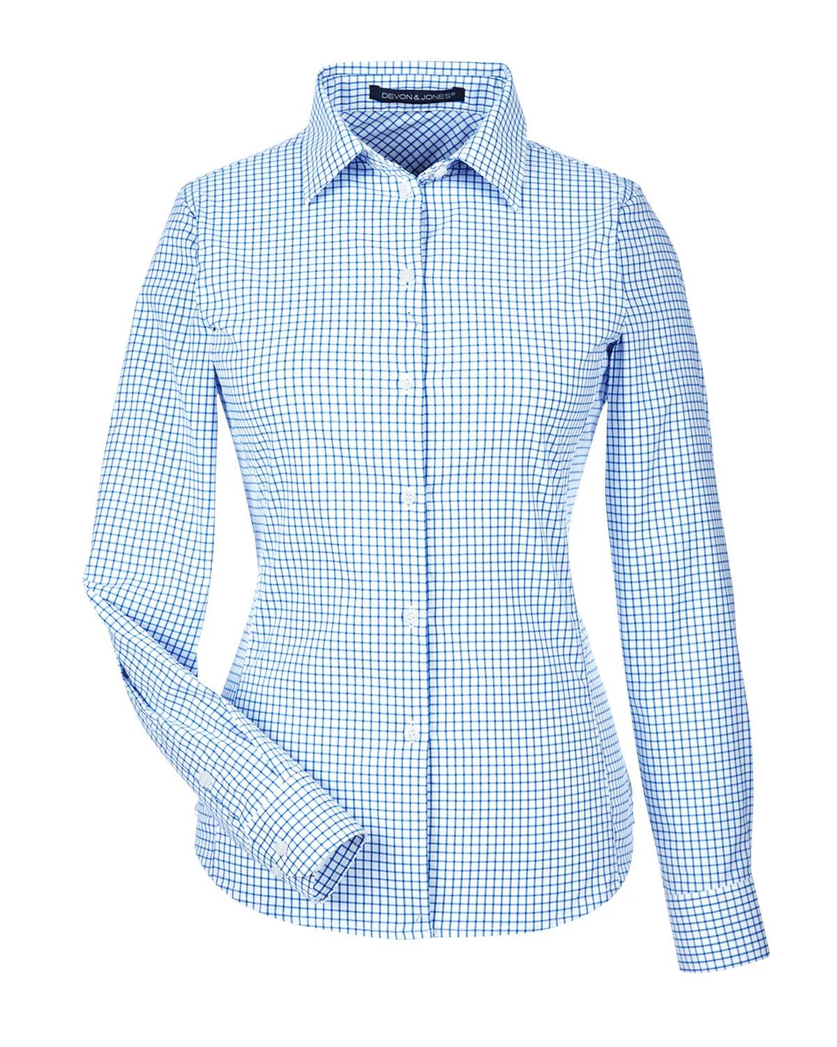 CrownLux Performance® Ladies' Micro Windowpane Woven Shirt 6 of 11