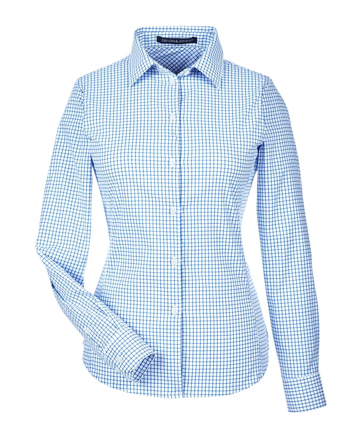 CrownLux Performance® Ladies' Micro Windowpane Woven Shirt 8 of 11