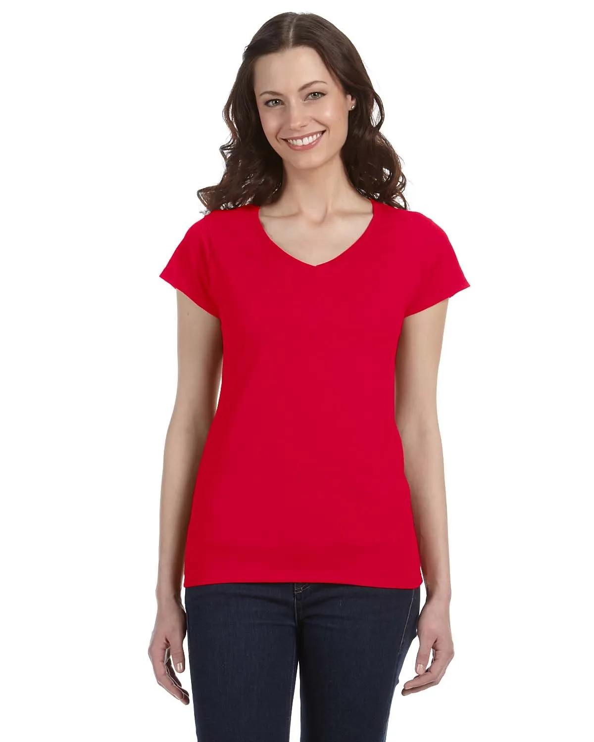 Ladies' SoftStyle® Fitted V-Neck T-Shirt 4 of 29