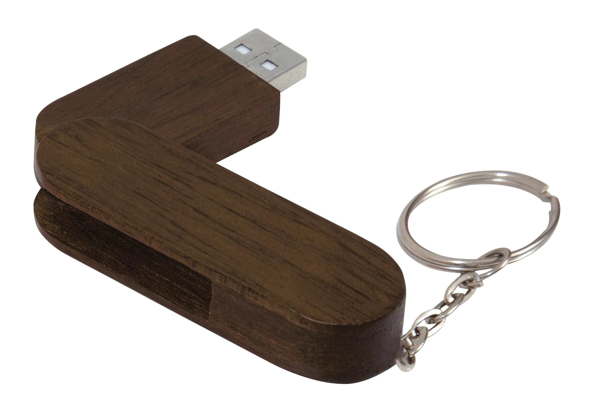 4 GB Bamboo Bullet Keyring USB 2.0 Flash Drive 1 of 7