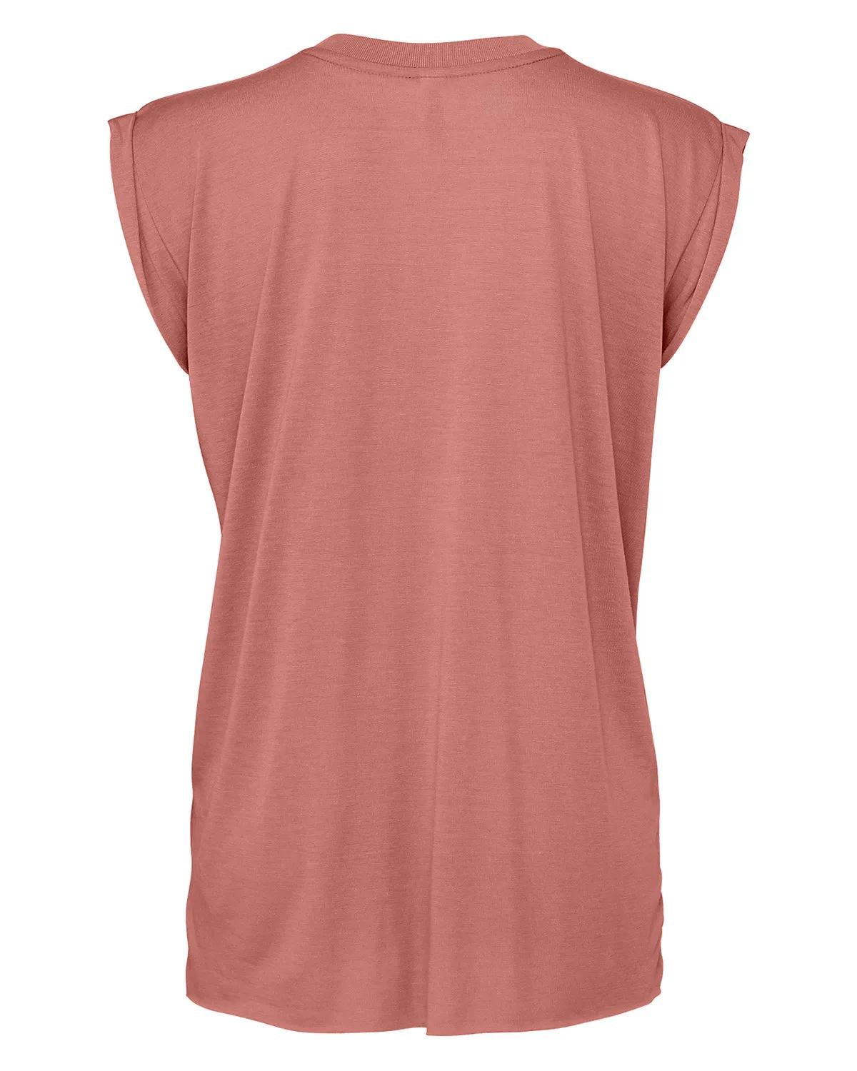 Ladies' Flowy Muscle T-Shirt with Rolled Cuff 33 of 39