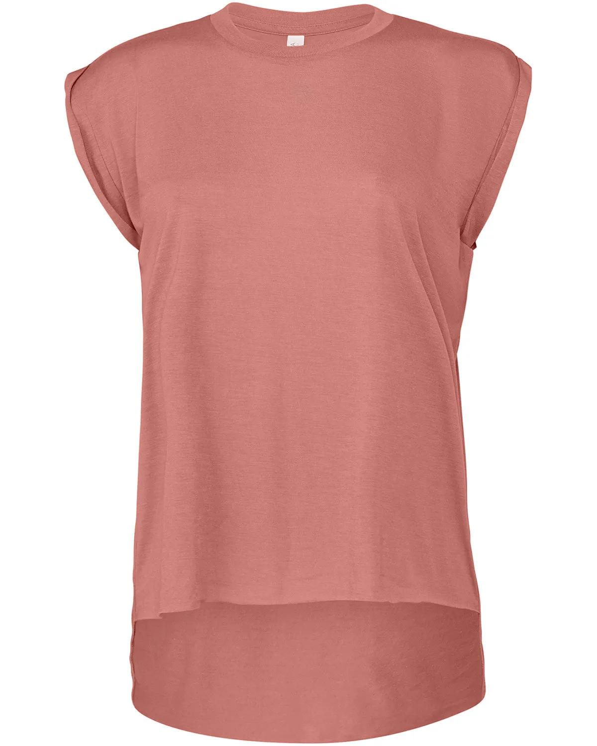 Ladies' Flowy Muscle T-Shirt with Rolled Cuff 26 of 39