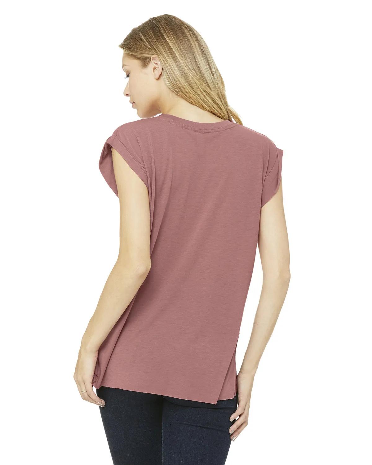Ladies' Flowy Muscle T-Shirt with Rolled Cuff 24 of 39