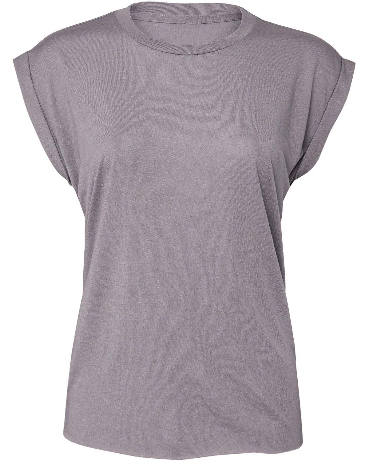 Ladies' Flowy Muscle T-Shirt with Rolled Cuff 37 of 39