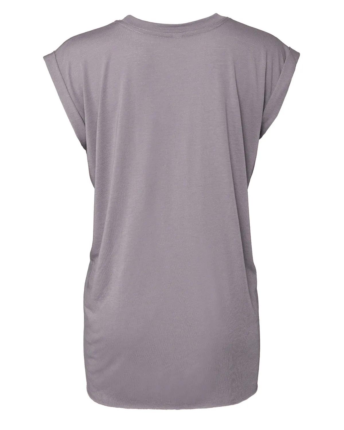Ladies' Flowy Muscle T-Shirt with Rolled Cuff 32 of 39