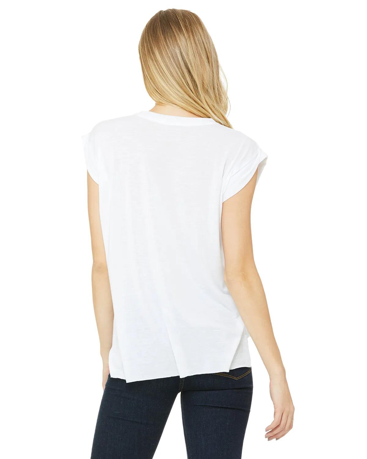 Ladies' Flowy Muscle T-Shirt with Rolled Cuff 38 of 39