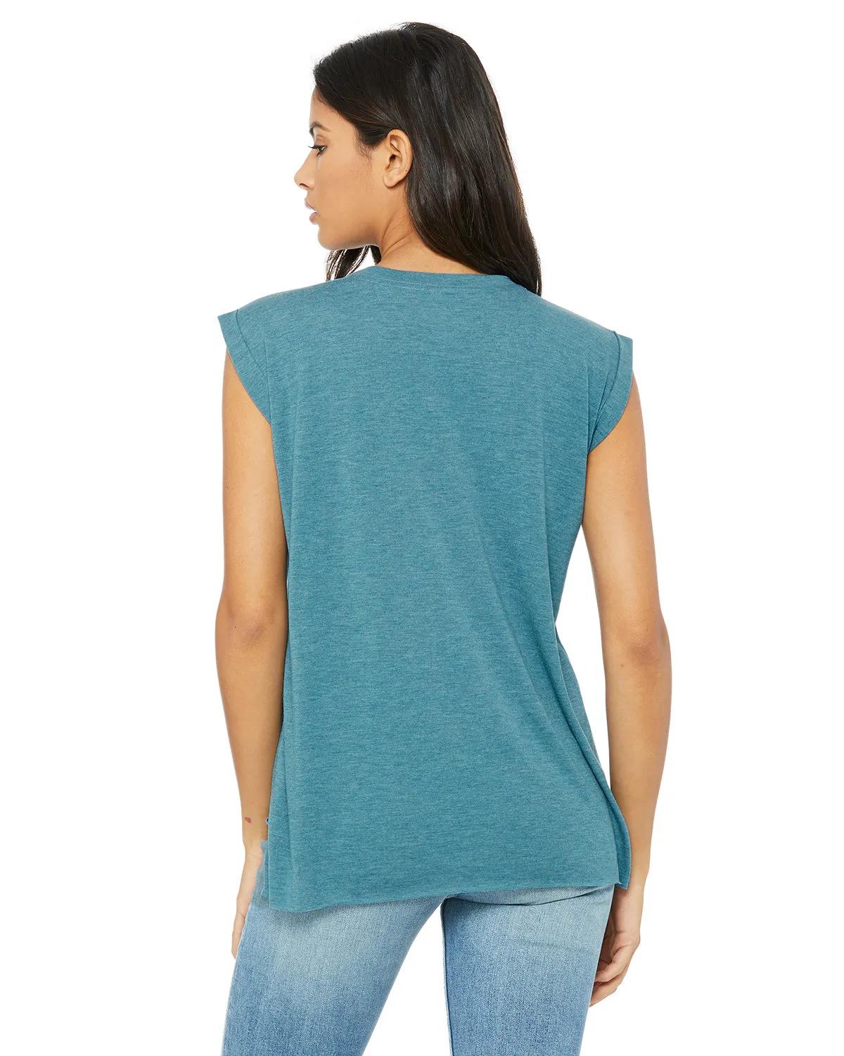 Ladies' Flowy Muscle T-Shirt with Rolled Cuff 18 of 39