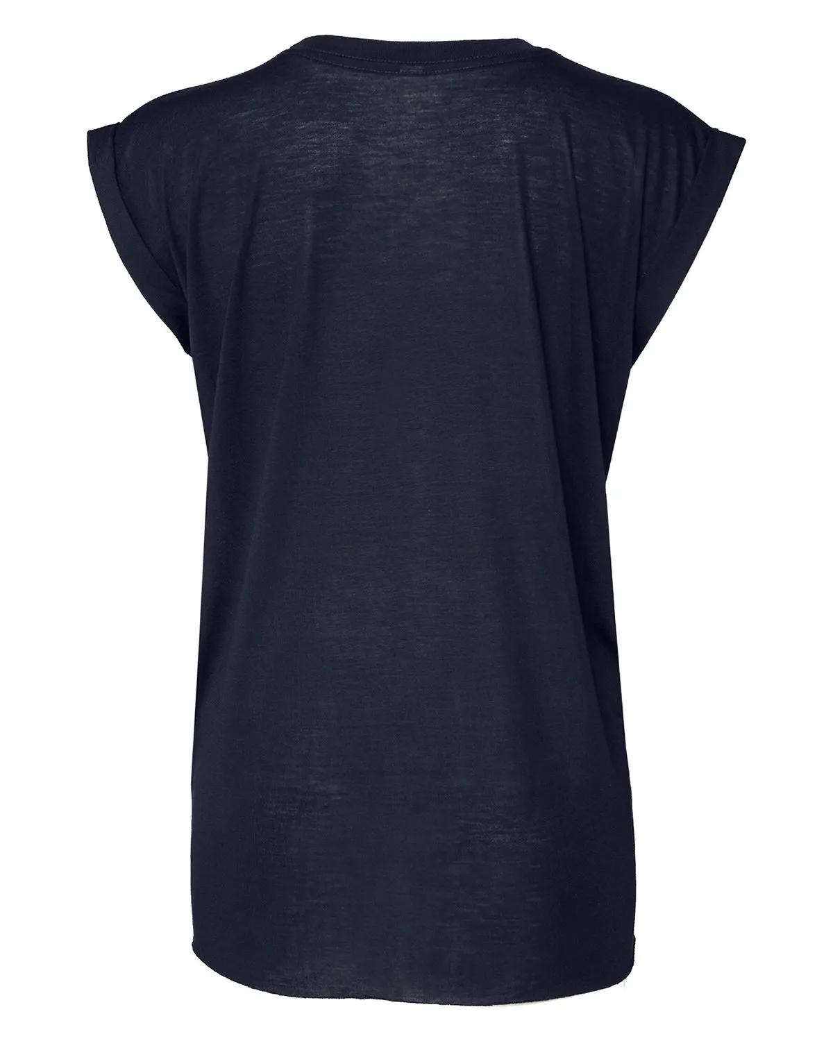 Ladies' Flowy Muscle T-Shirt with Rolled Cuff 37 of 39