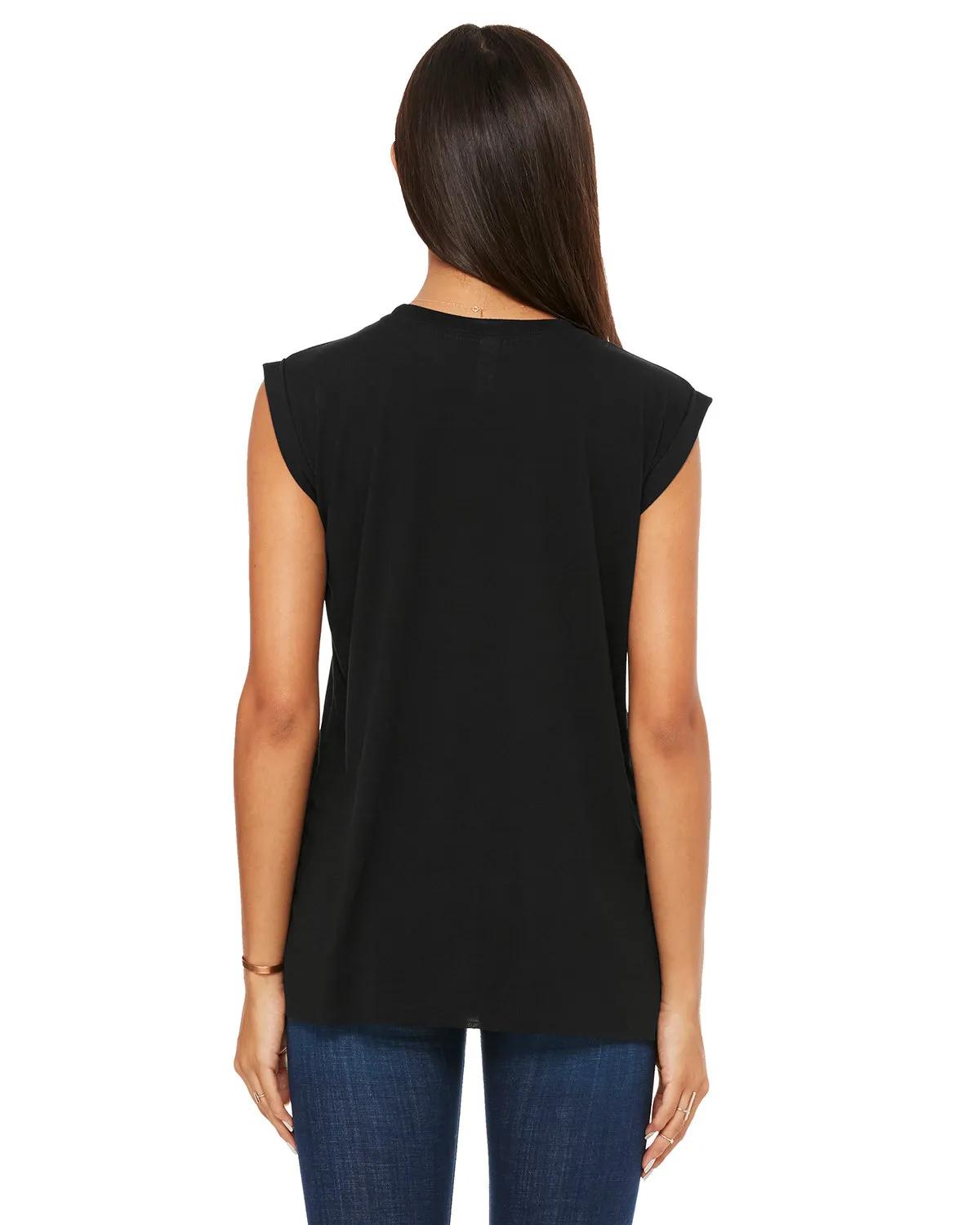 Ladies' Flowy Muscle T-Shirt with Rolled Cuff 17 of 39