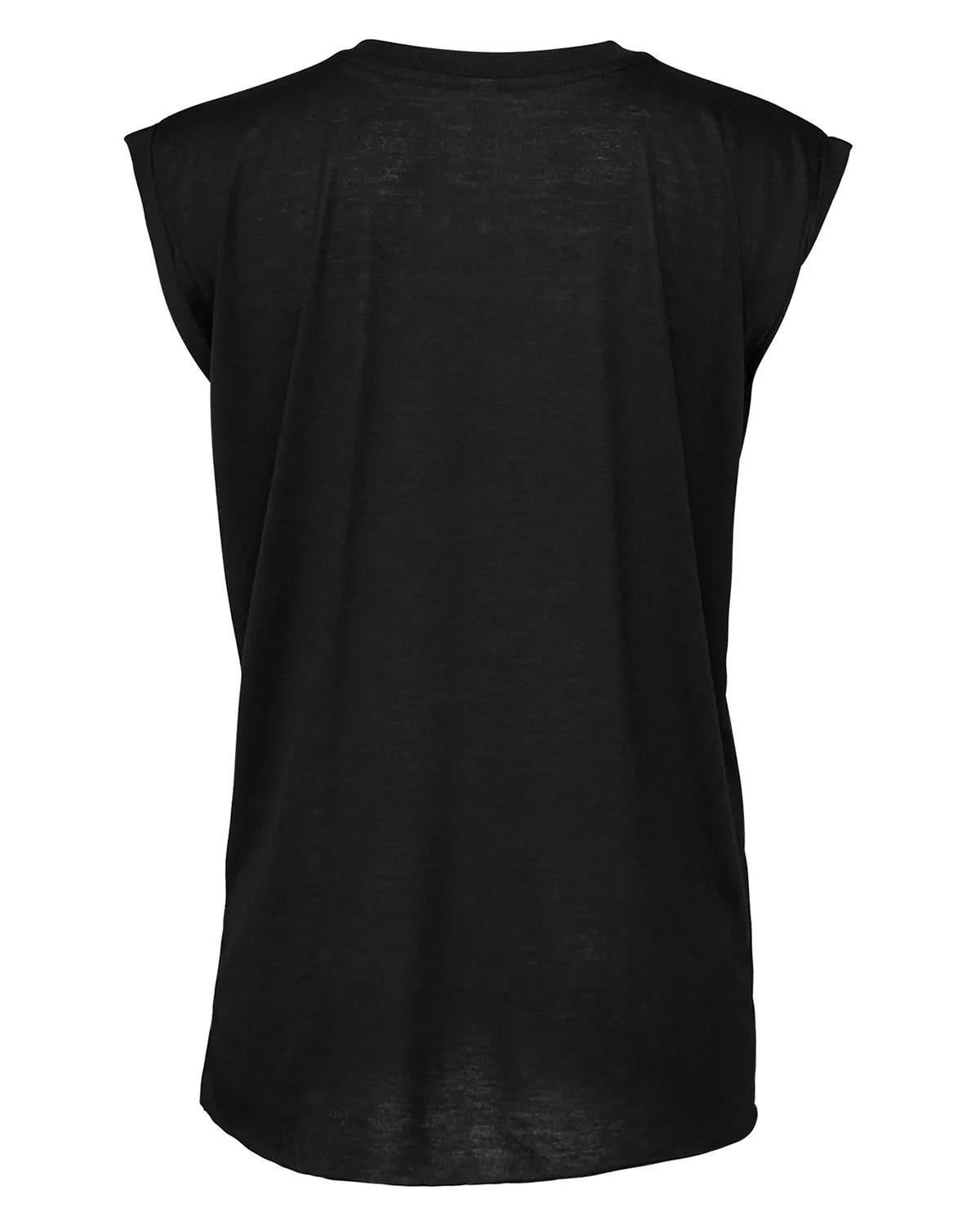 Ladies' Flowy Muscle T-Shirt with Rolled Cuff 13 of 39