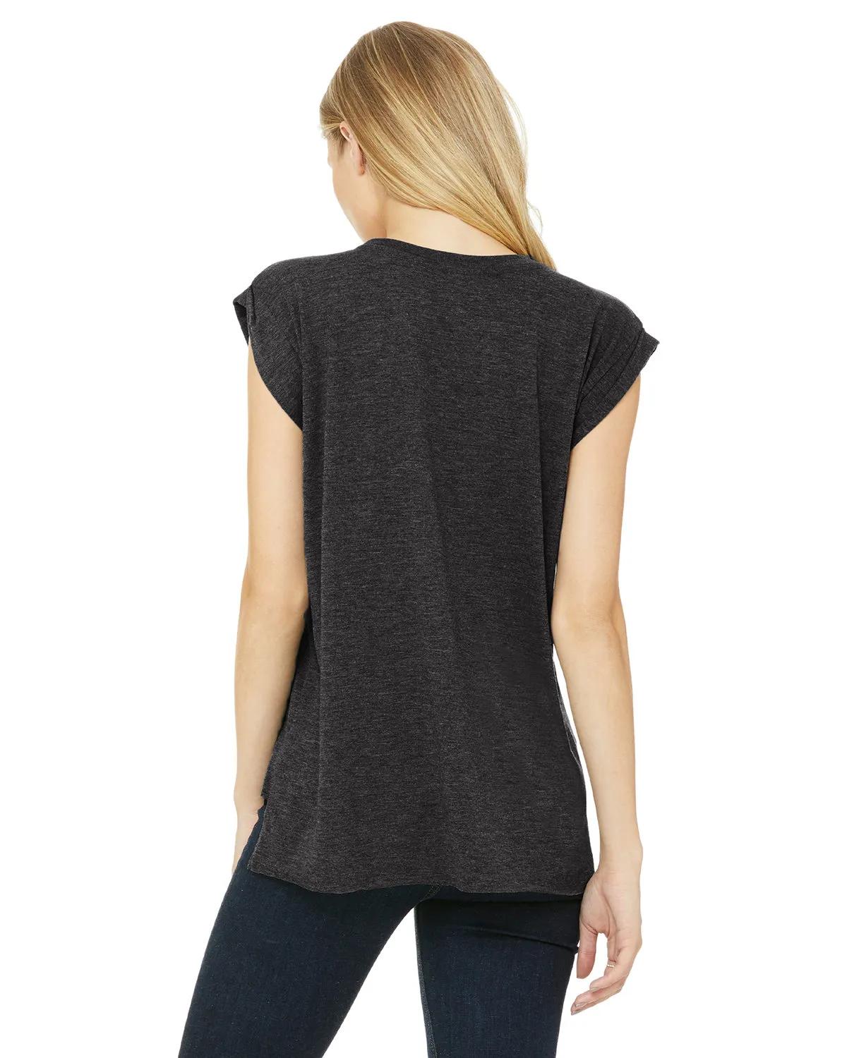Ladies' Flowy Muscle T-Shirt with Rolled Cuff 16 of 39