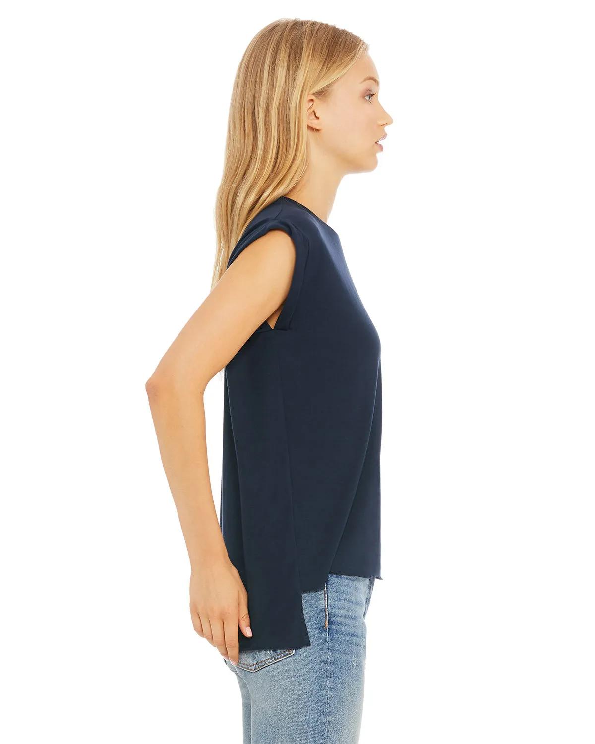 Ladies' Flowy Muscle T-Shirt with Rolled Cuff 8 of 39