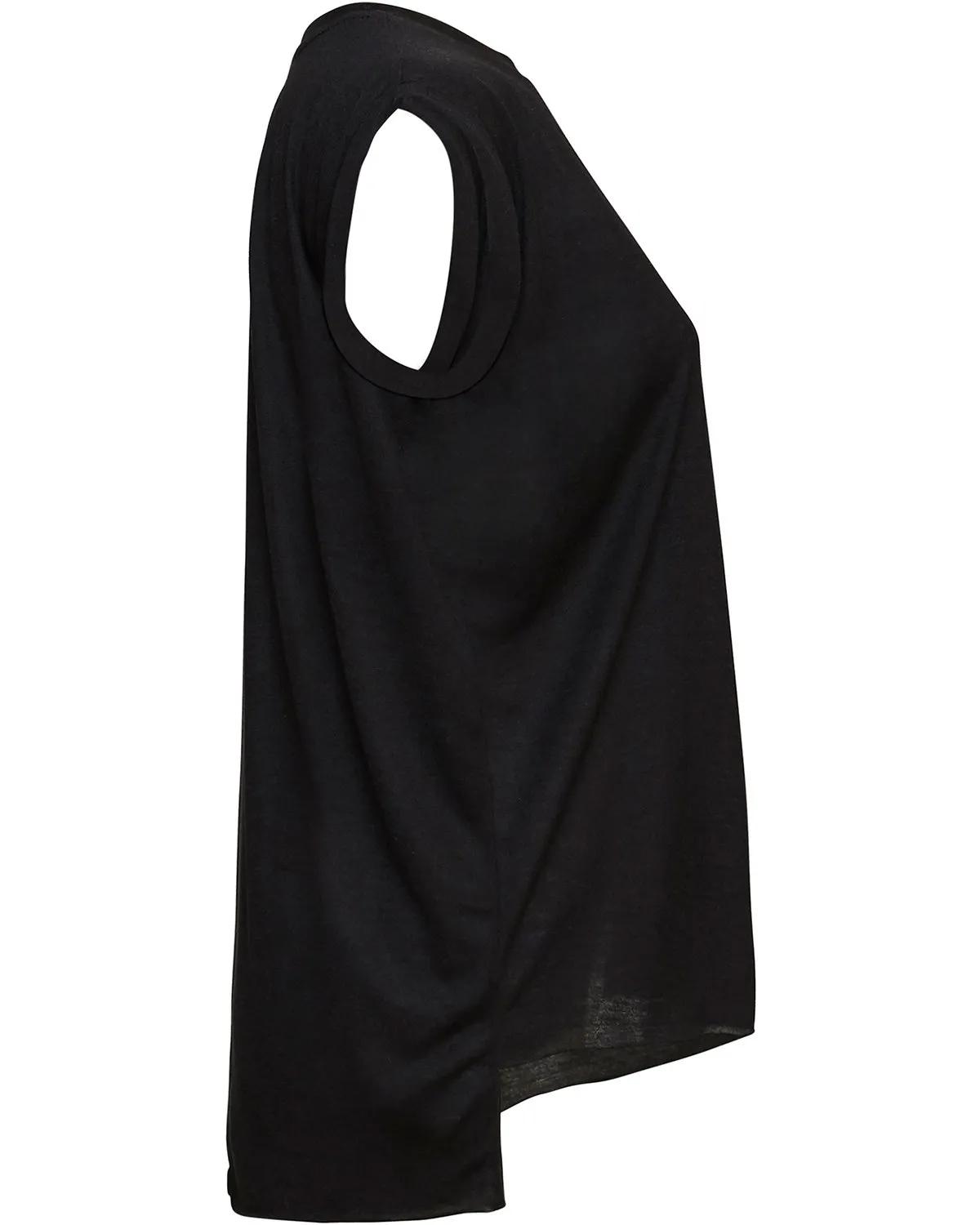 Ladies' Flowy Muscle T-Shirt with Rolled Cuff 14 of 39