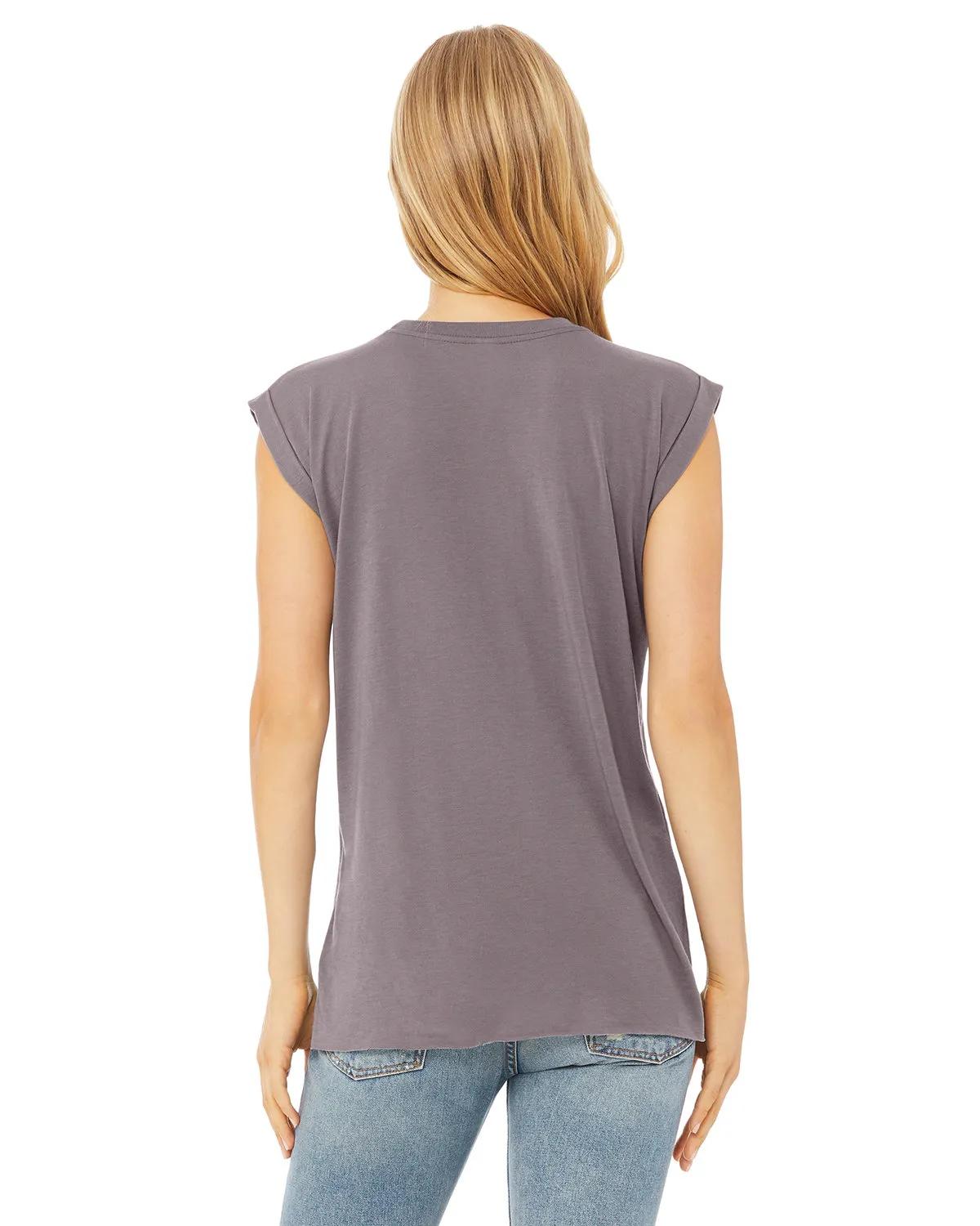 Ladies' Flowy Muscle T-Shirt with Rolled Cuff 35 of 39