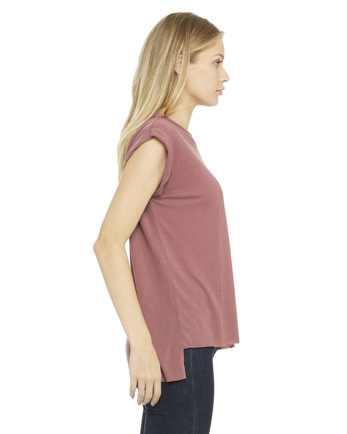 Ladies' Flowy Muscle T-Shirt with Rolled Cuff 25 of 39