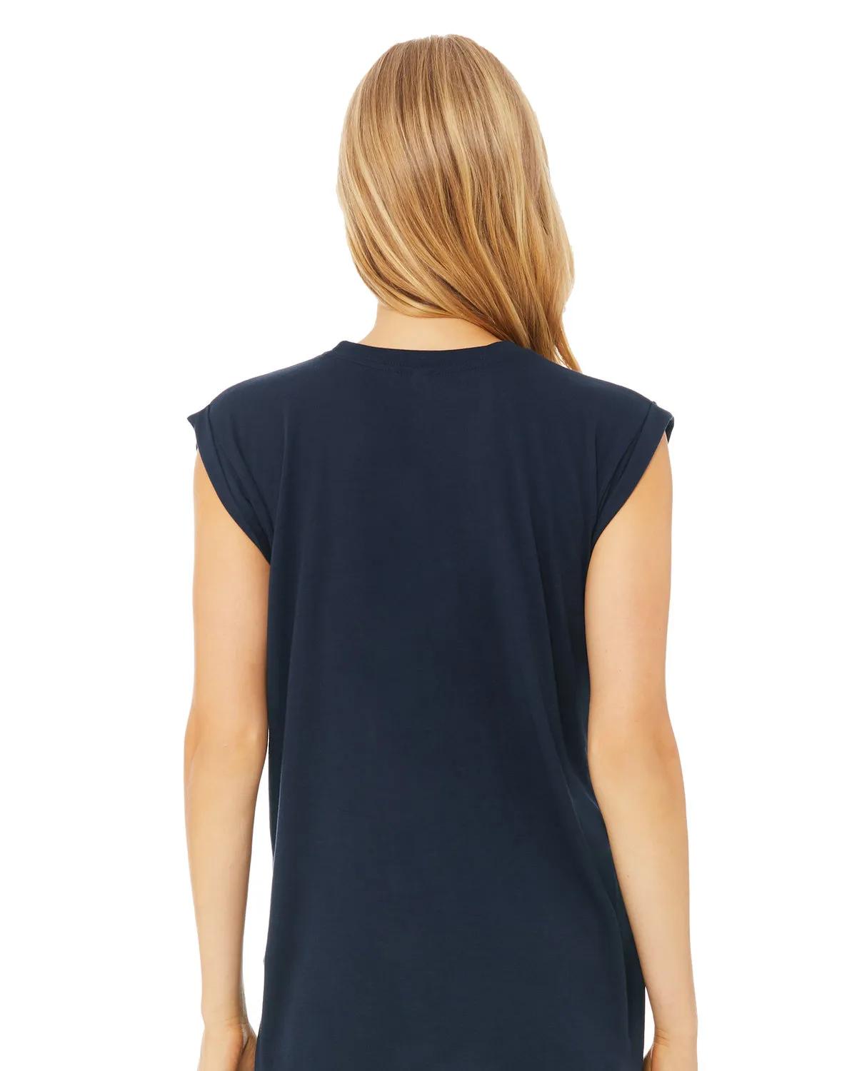 Ladies' Flowy Muscle T-Shirt with Rolled Cuff 7 of 39