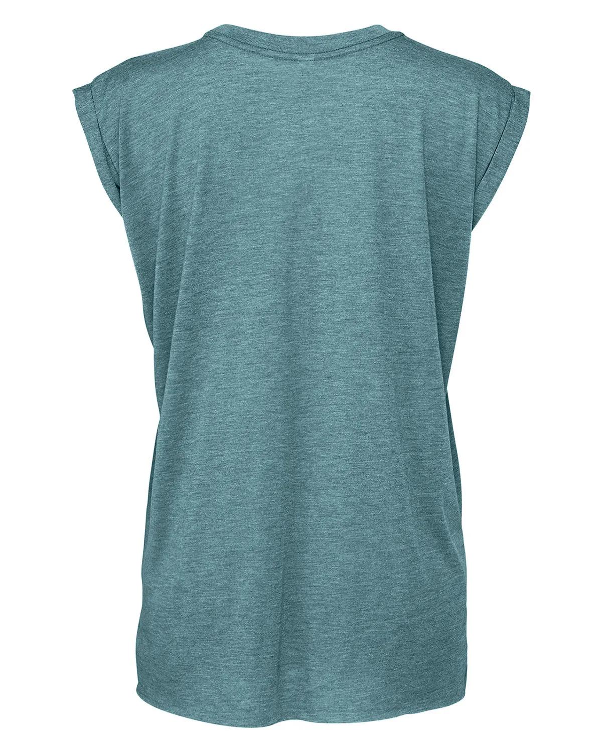 Ladies' Flowy Muscle T-Shirt with Rolled Cuff 21 of 39