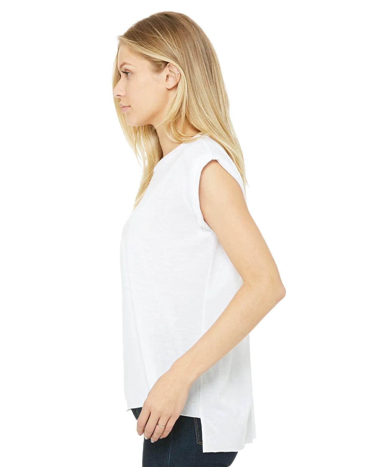Ladies' Flowy Muscle T-Shirt with Rolled Cuff 39 of 39