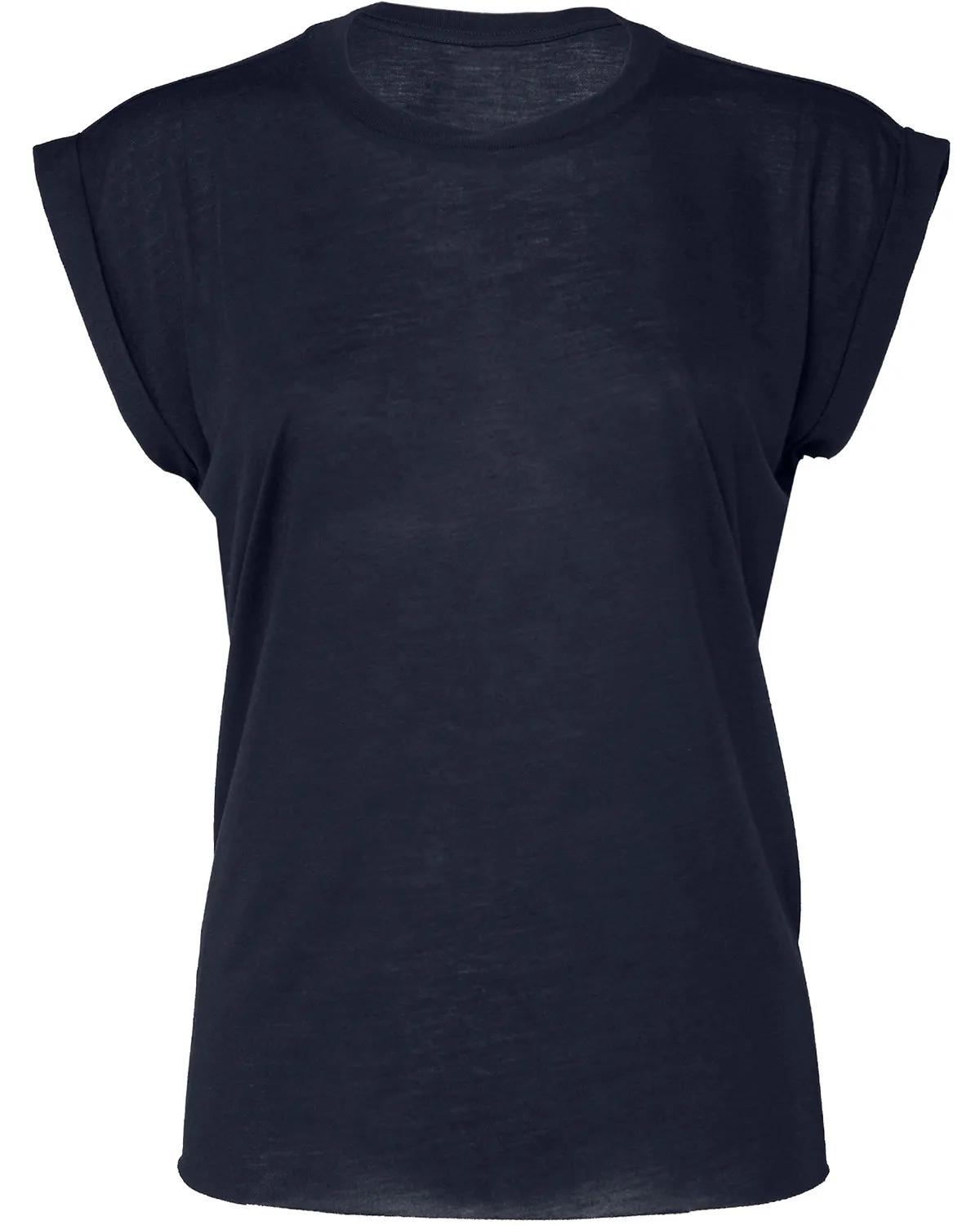 Ladies' Flowy Muscle T-Shirt with Rolled Cuff 36 of 39