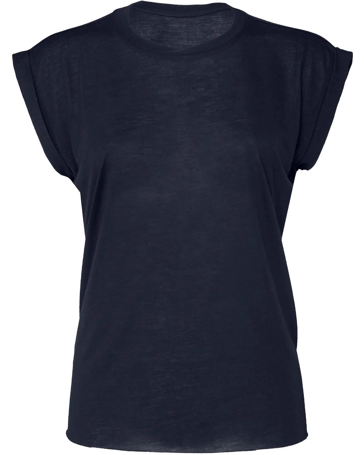 Ladies' Flowy Muscle T-Shirt with Rolled Cuff 9 of 39