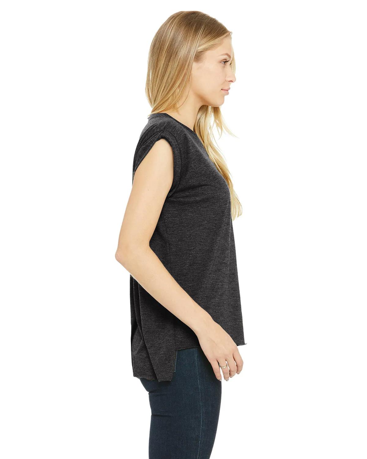 Ladies' Flowy Muscle T-Shirt with Rolled Cuff 23 of 39