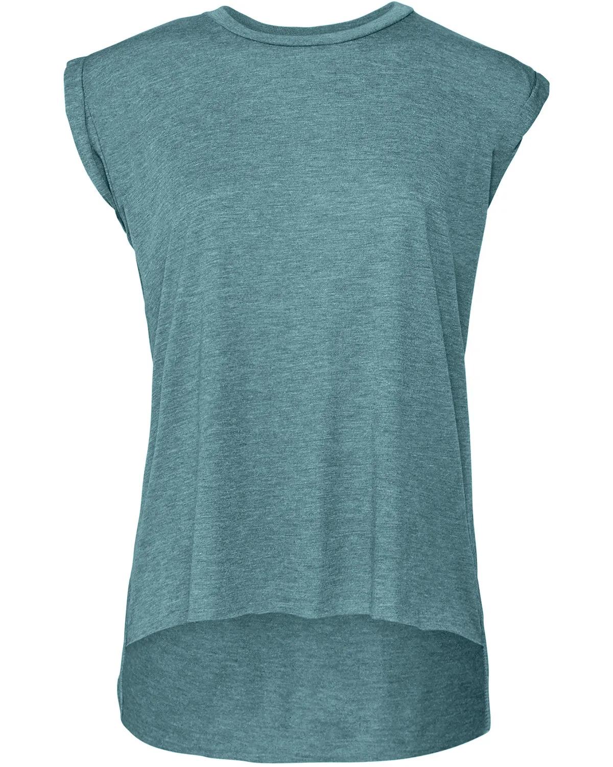 Ladies' Flowy Muscle T-Shirt with Rolled Cuff 26 of 39