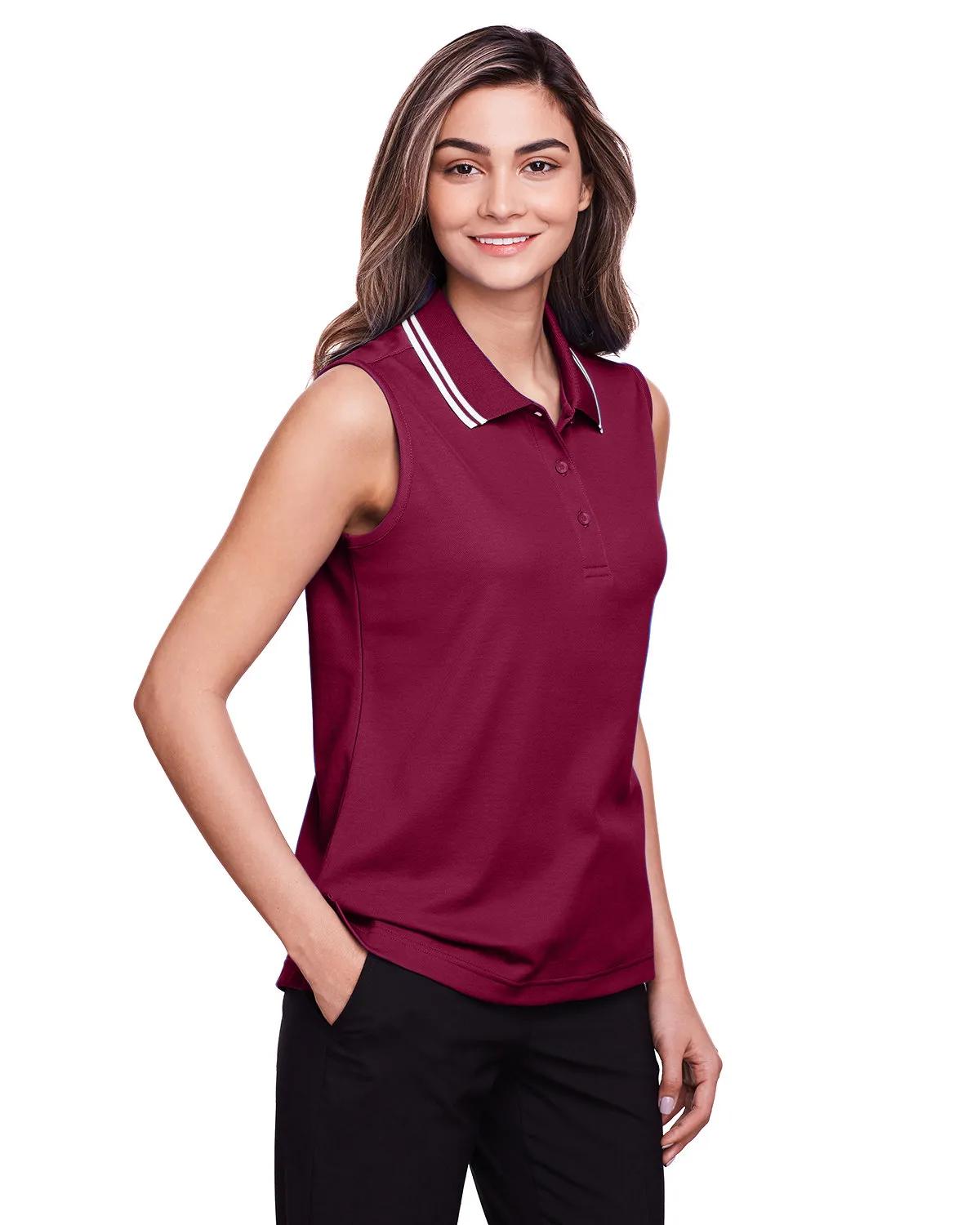 CrownLux Performance® Ladies' Plaited Tipped Sleeveless Polo 6 of 35