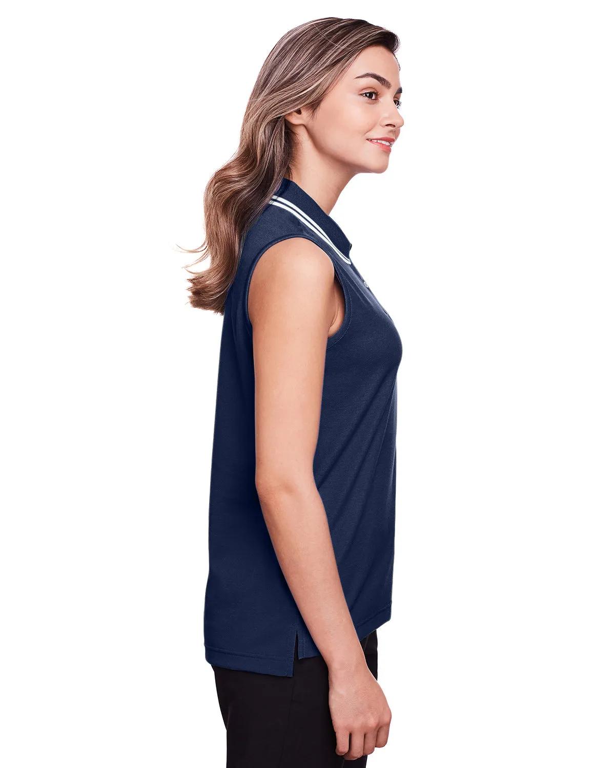 CrownLux Performance® Ladies' Plaited Tipped Sleeveless Polo 12 of 35