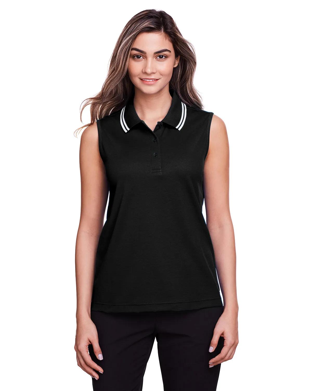 CrownLux Performance® Ladies' Plaited Tipped Sleeveless Polo 5 of 35