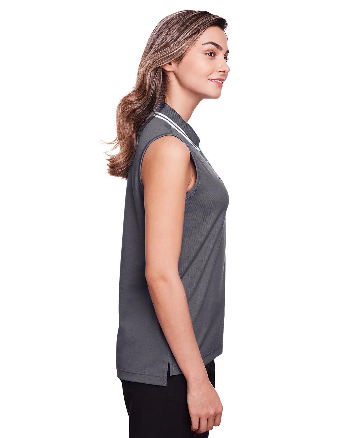 CrownLux Performance® Ladies' Plaited Tipped Sleeveless Polo 21 of 35