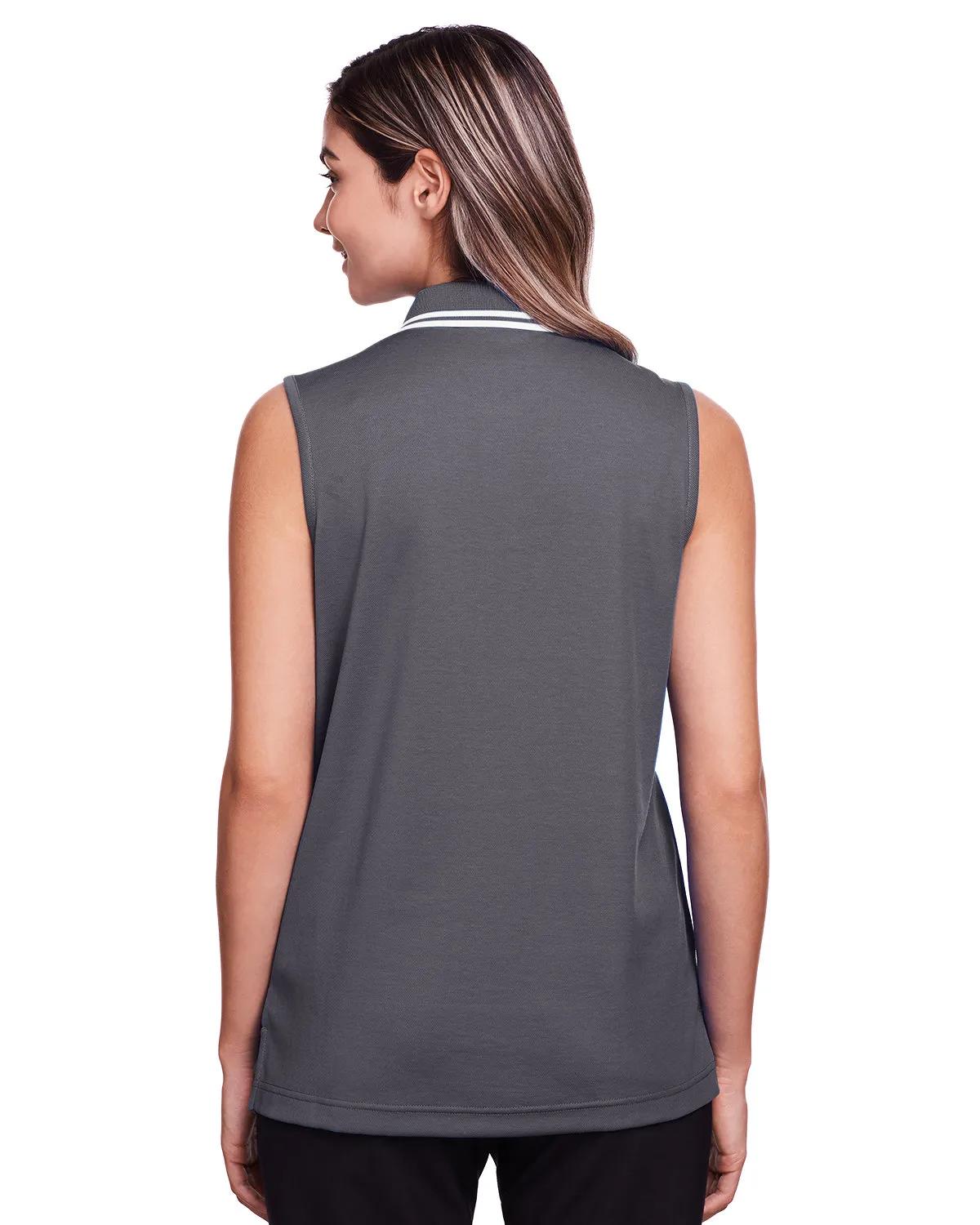 CrownLux Performance® Ladies' Plaited Tipped Sleeveless Polo 20 of 35