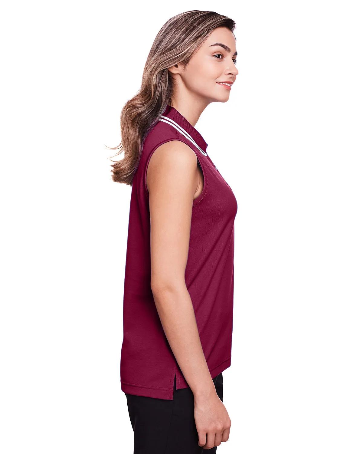 CrownLux Performance® Ladies' Plaited Tipped Sleeveless Polo 8 of 35