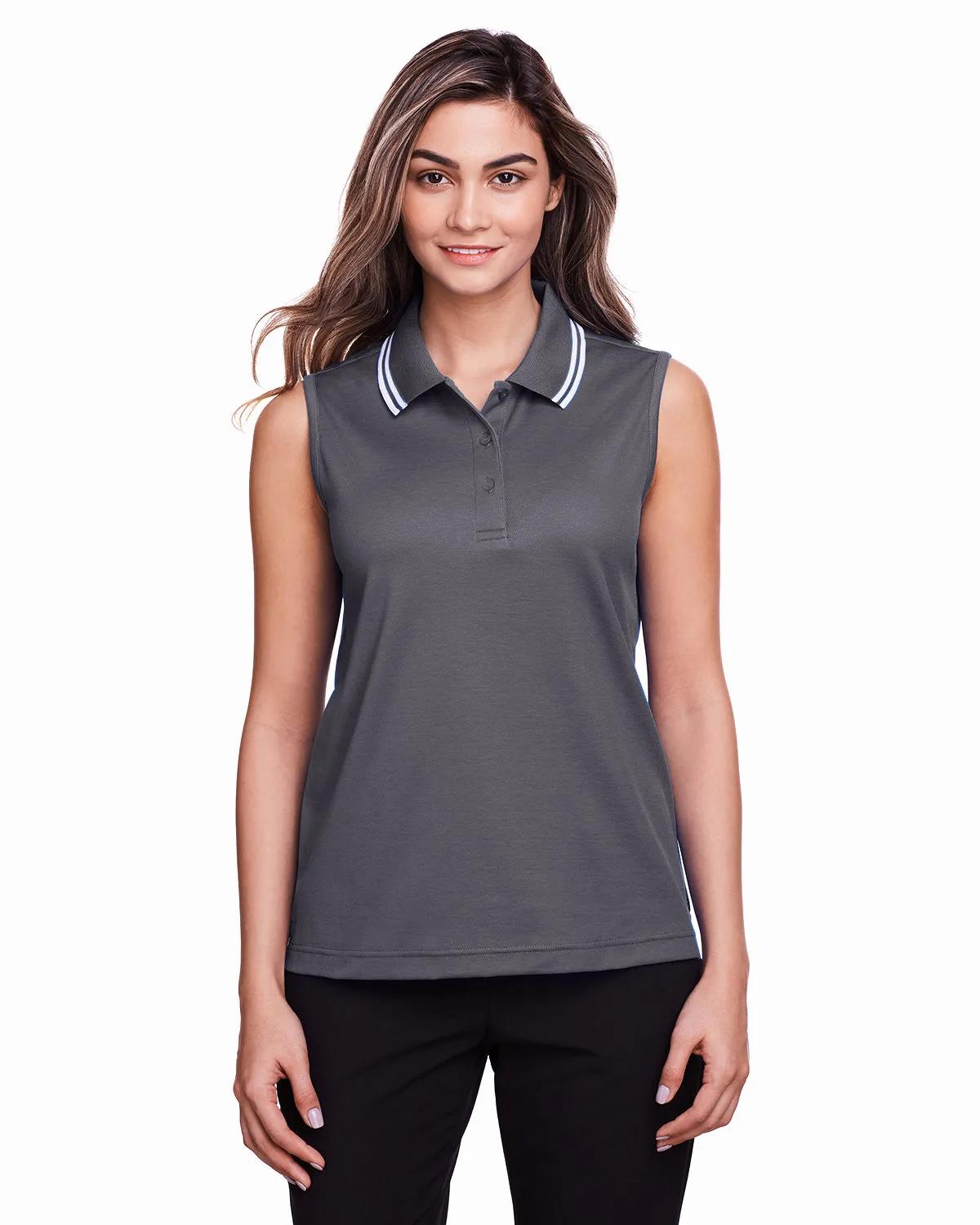 CrownLux Performance® Ladies' Plaited Tipped Sleeveless Polo 4 of 35