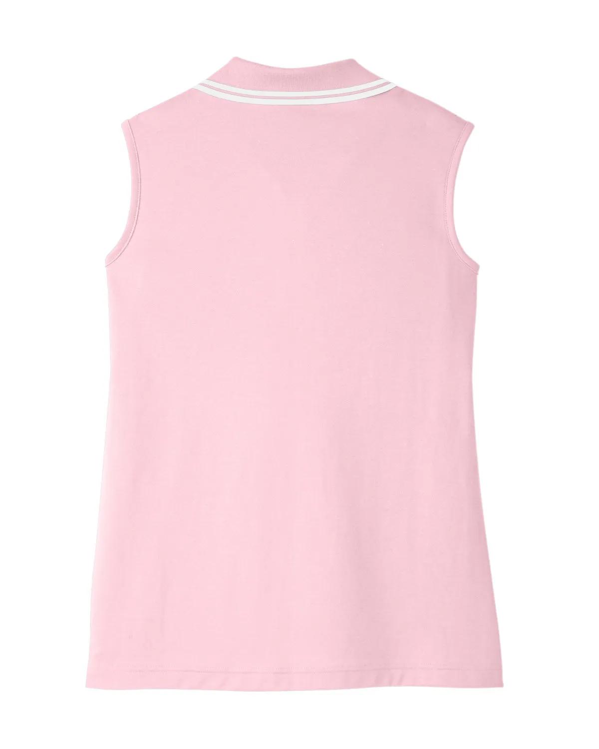 CrownLux Performance® Ladies' Plaited Tipped Sleeveless Polo 28 of 35