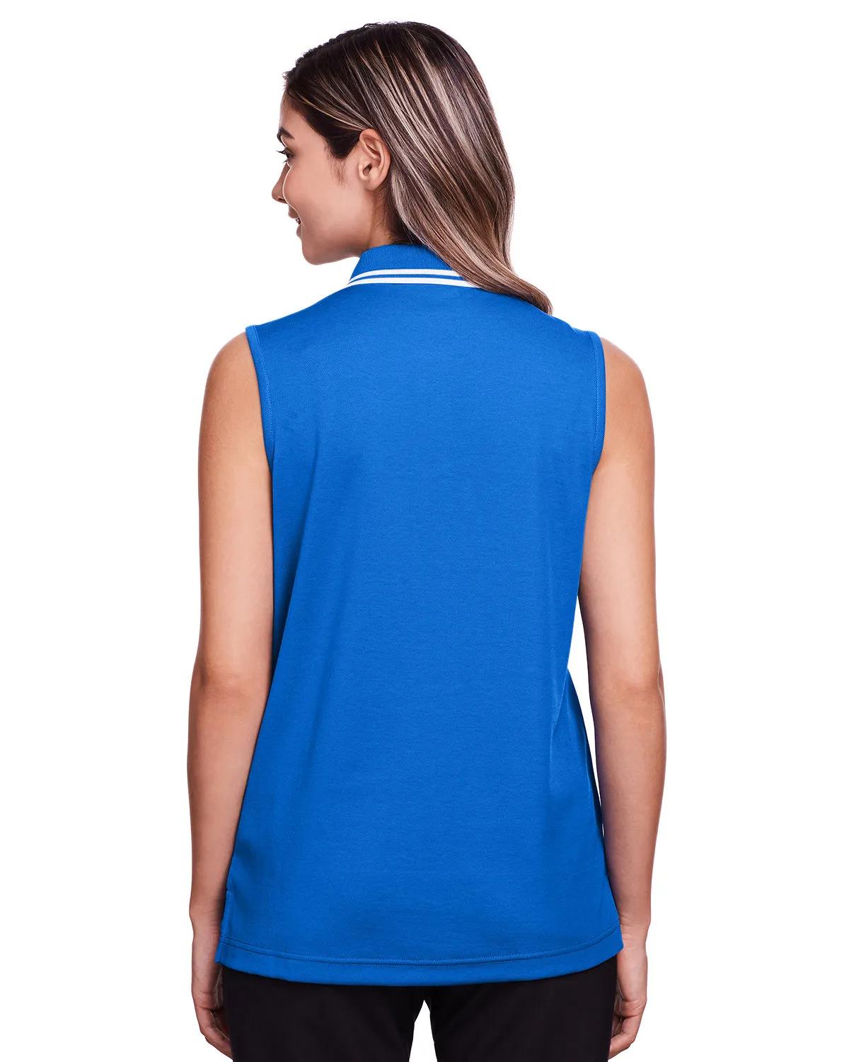 CrownLux Performance® Ladies' Plaited Tipped Sleeveless Polo 14 of 35