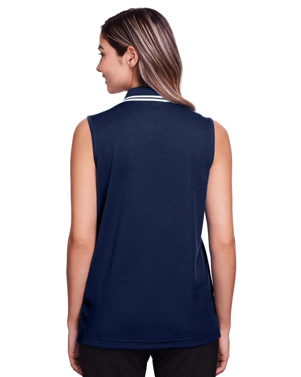 CrownLux Performance® Ladies' Plaited Tipped Sleeveless Polo 11 of 35