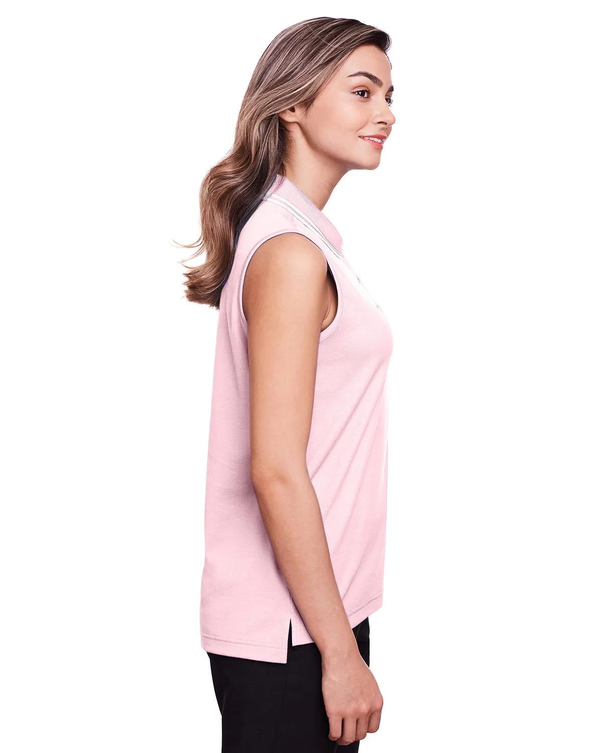 CrownLux Performance® Ladies' Plaited Tipped Sleeveless Polo 26 of 35