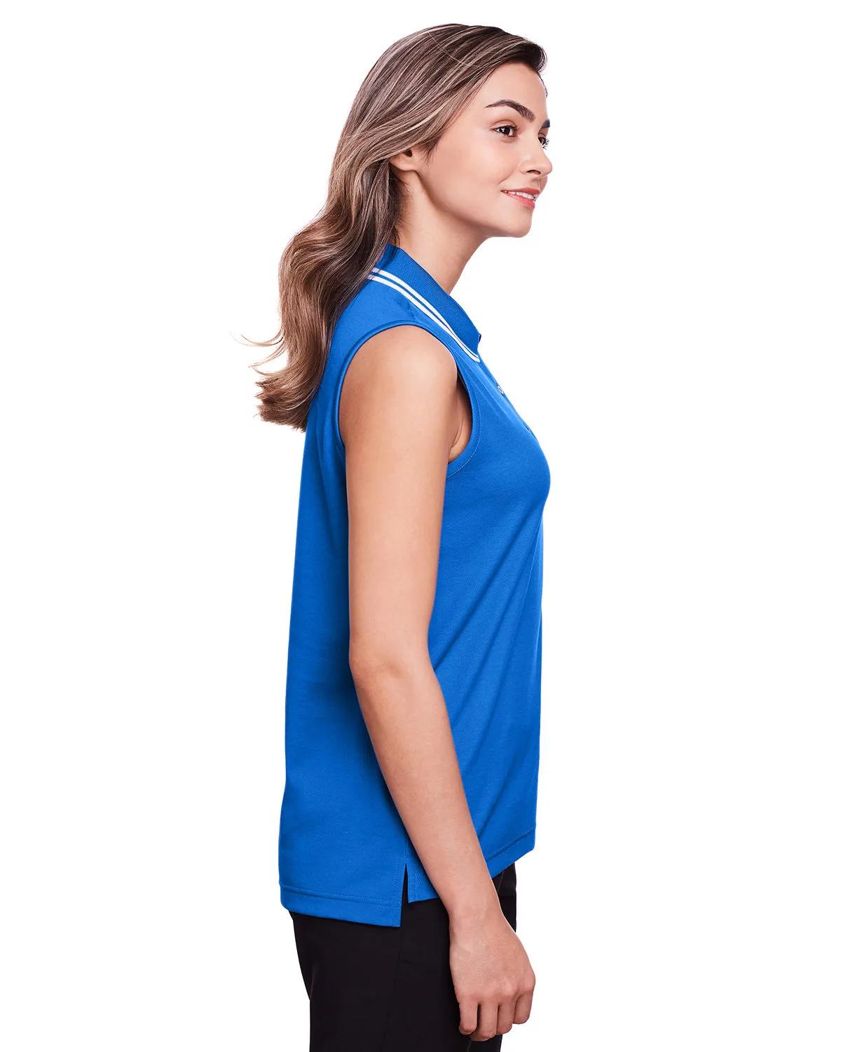 CrownLux Performance® Ladies' Plaited Tipped Sleeveless Polo 15 of 35